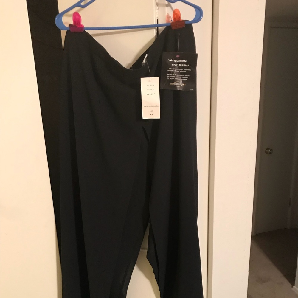 Black Chiffon High Split Pants